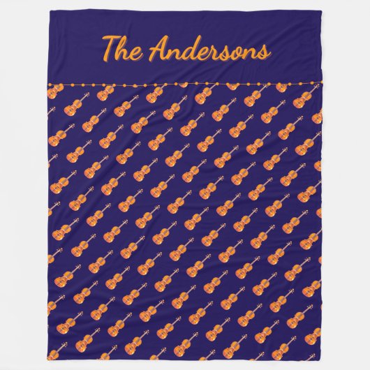Violen Muziek Thema Patroon Marine Gepersonaliseer Fleece Deken (Voorkant)