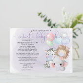 Violet 3 Vuildieren in maskers virtueel Baby showe Kaart (Staand voorkant)