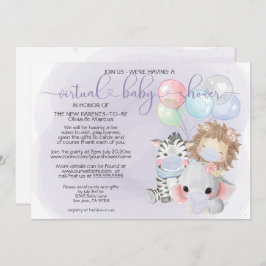 Violet 3 Vuildieren in maskers virtueel Baby showe Kaart