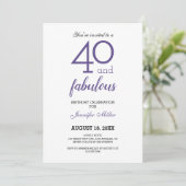 Violet 40 en Fabulous Birthday Invitation Kaart (Staand voorkant)