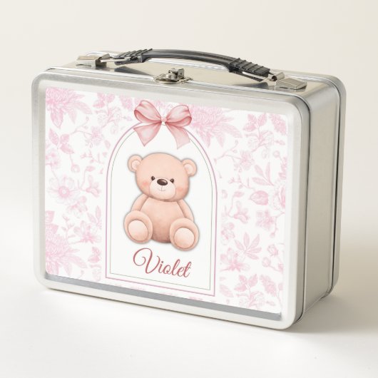 Violet | Aangepaste Roze Teddybeer Nursery Design (Voorkant)