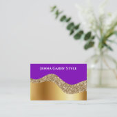 Violet Achtergrond & Goud en Glitter Beauty Style Visitekaartje (Staand voorkant)