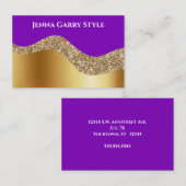 Violet Achtergrond & Goud en Glitter Beauty Style Visitekaartje (Voorkant / Achterkant)