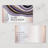 Violet agate geode-chic metallic zacht roze nagel visitekaartje (Voorkant / Achterkant)