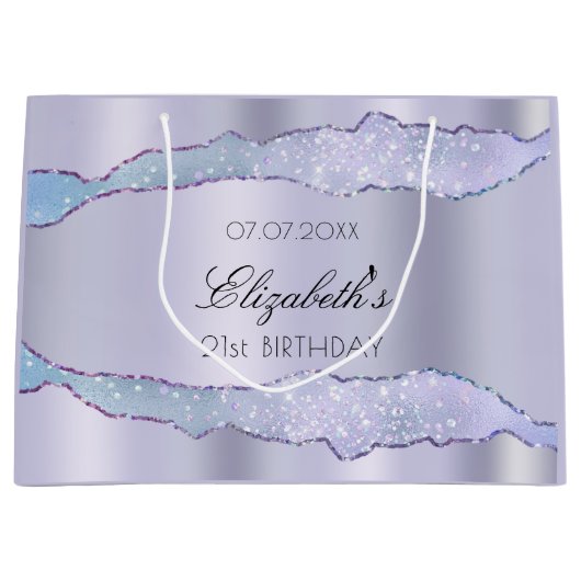 Violet agate name elegant verjaardagsfeestje groot cadeauzakje (Voorkant)