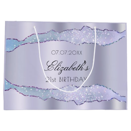 Violet agate name elegant verjaardagsfeestje groot cadeauzakje (Achterkant)