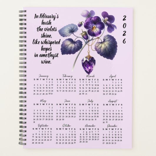 Violet & Amethyst February Verse – 2026 Full-Year  Planner (Voorkant)