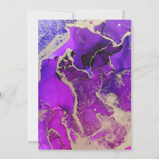 Violet Amethyst Paars Gold Moody Wedding Kaart (Achterkant)