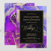 Violet Amethyst Paars Gold Moody Wedding Kaart (Voorkant / Achterkant)
