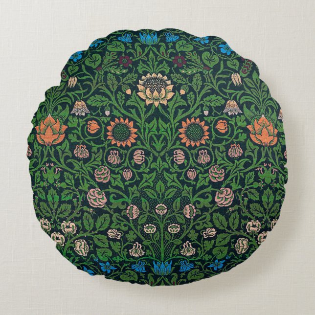 Violet and Columbine, William Morris Rond Kussen (Voorkant)