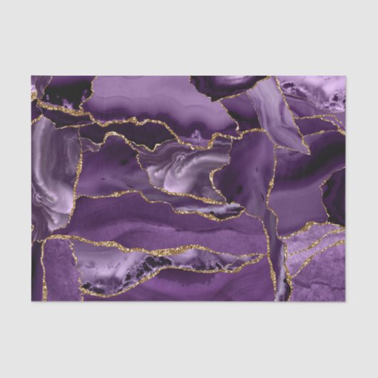 Violet and Gold Glitter Agate Abstract Tissuepapier (Voorkant)