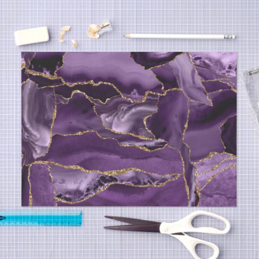 Violet and Gold Glitter Agate Abstract Tissuepapier (Craft)