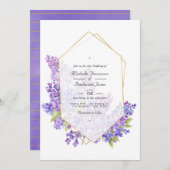 Violet and Gold Herbarium QR Code RSVP Weddenschap Kaart (Voorkant / Achterkant)