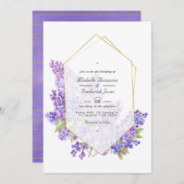 Violet and Gold Herbarium QR Code RSVP Weddenschap Kaart