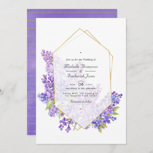 Violet and Gold Herbarium QR Code RSVP Weddenschap Kaart