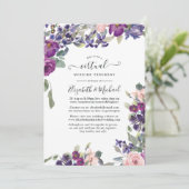 Violet and Plum Floral Online Virtual Wedding Kaart (Staand voorkant)