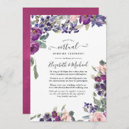 Violet and Plum Floral Online Virtual Wedding Kaart