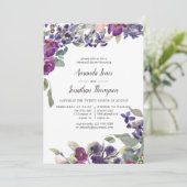 Violet and Plum Floral Rehearsal Dinner-uitnodigin Kaart (Staand voorkant)