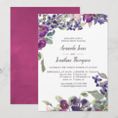 Violet and Plum Floral Rehearsal Dinner-uitnodigin Kaart (Voorkant / Achterkant)