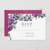 Violet and Plum Floral Wedding RSVP (Voorkant / Achterkant)