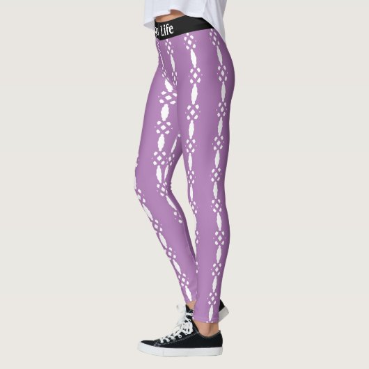 Violet and White Pattern Yoga Leggings (Links)