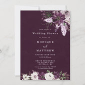 Violet and White Peonies Wedding Shower nodigt uit (Voorkant)