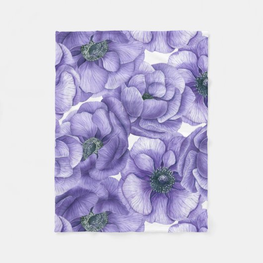 Violet anemonbloem waterverf patroon fleece deken (Voorkant)