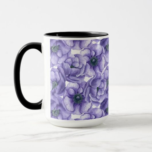 Violet anemonbloem waterverf patroon mok (Links)