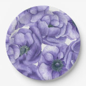 Violet anemonbloem waterverf patroon papieren bordje (Voorkant)