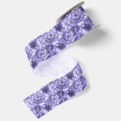 Violet anemonbloem waterverf patroon satijnen lint (Achterkant)
