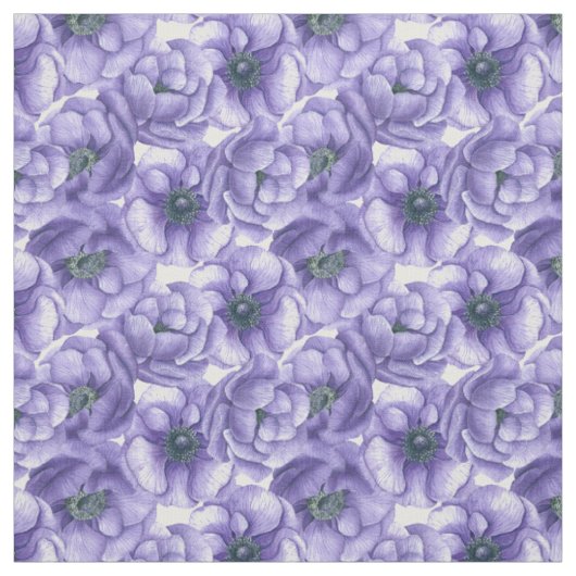 Violet anemonbloem waterverf patroon stof (Swatch)
