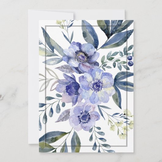 Violet Anemone Bloem Waterverf Vrijgezellenfeest Kaart (Achterkant)