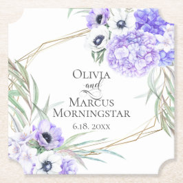 Violet Anemone Floral Bouquet Luncheon Kartonnen Onderzetters