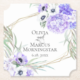 Violet Anemone Floral Bouquet Luncheon Kartonnen Onderzetters