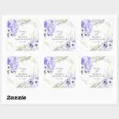 Violet Anemone Floral Wedding Bouquet Vierkante Sticker (Vel)