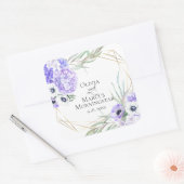 Violet Anemone Floral Wedding Bouquet Vierkante Sticker (Envelop)