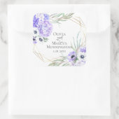 Violet Anemone Floral Wedding Bouquet Vierkante Sticker (Tas)