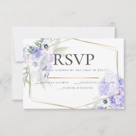 Violet Anemone Floral Wedding RSVP Kaart