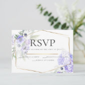 Violet Anemone Floral Wedding RSVP Kaart (Staand voorkant)