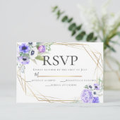 Violet Anemone Floral Wedding RSVP Kaart (Staand voorkant)