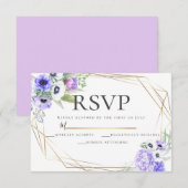 Violet Anemone Floral Wedding RSVP Kaart (Voorkant / Achterkant)