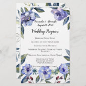 Violet Anemone Flower Waterverf Wedding Programme (Voorkant / Achterkant)
