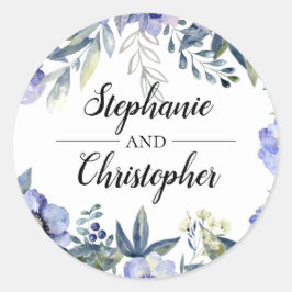 Violet Anemone Flower Waterverf Wedding Ronde Sticker