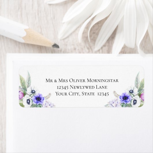 Violet Anemone Flowers Etiket (Insitu)