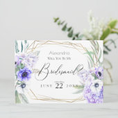 Violet Anemone Flowers word m'n Bridesmaid. Kaart (Staand voorkant)