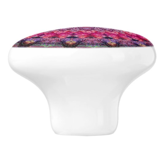 Violet Antiek Floral Bohemian Pattern Keramische Knop (Zijkant)
