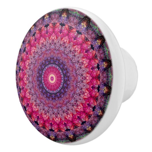 Violet Antiek Floral Bohemian Pattern Keramische Knop (Rechts)