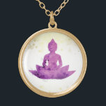 *~* Violet AP33 Boeddha Botanische Floral Lotus Goud Vergulden Ketting<br><div class="desc">(( Search id AP33 for gelijkaardige design )) Eenvoudige en Minimale Abstracte Boho Zen Waterverf zacht met GOLD gebieden. Er zijn opties in vorm en metaal het plukken kleuren in het Zilveren Bord en het Gouden Bord. * Energetisch verbeterde Boheemse Botanische Garland / Bouquet Floral / Flowers Pastel Modern Popular,...</div>