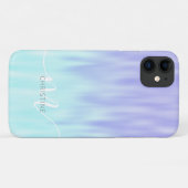 Violet Aqua Blue Pastel Ombre Chic Script Monogram Case-Mate iPhone Case (Achterkant (horizontaal))