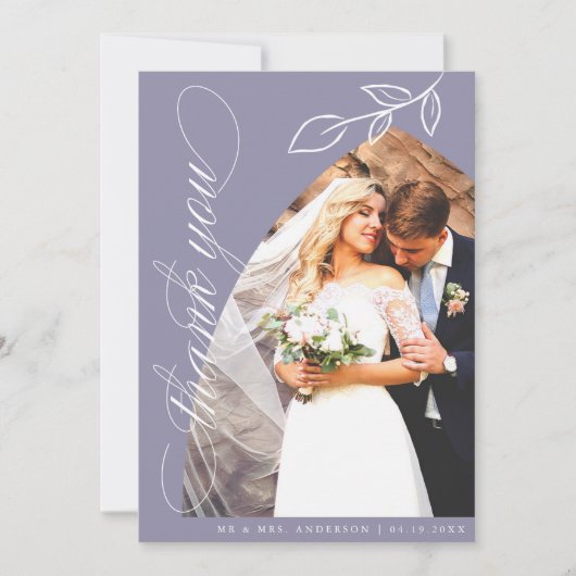 Violet Arch Botanical Leaf Weddenschap Hartelijk d Bedankkaart (Voorkant)